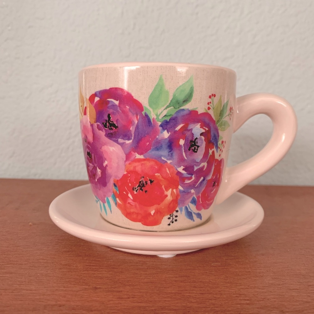 Floral teacup with saucer